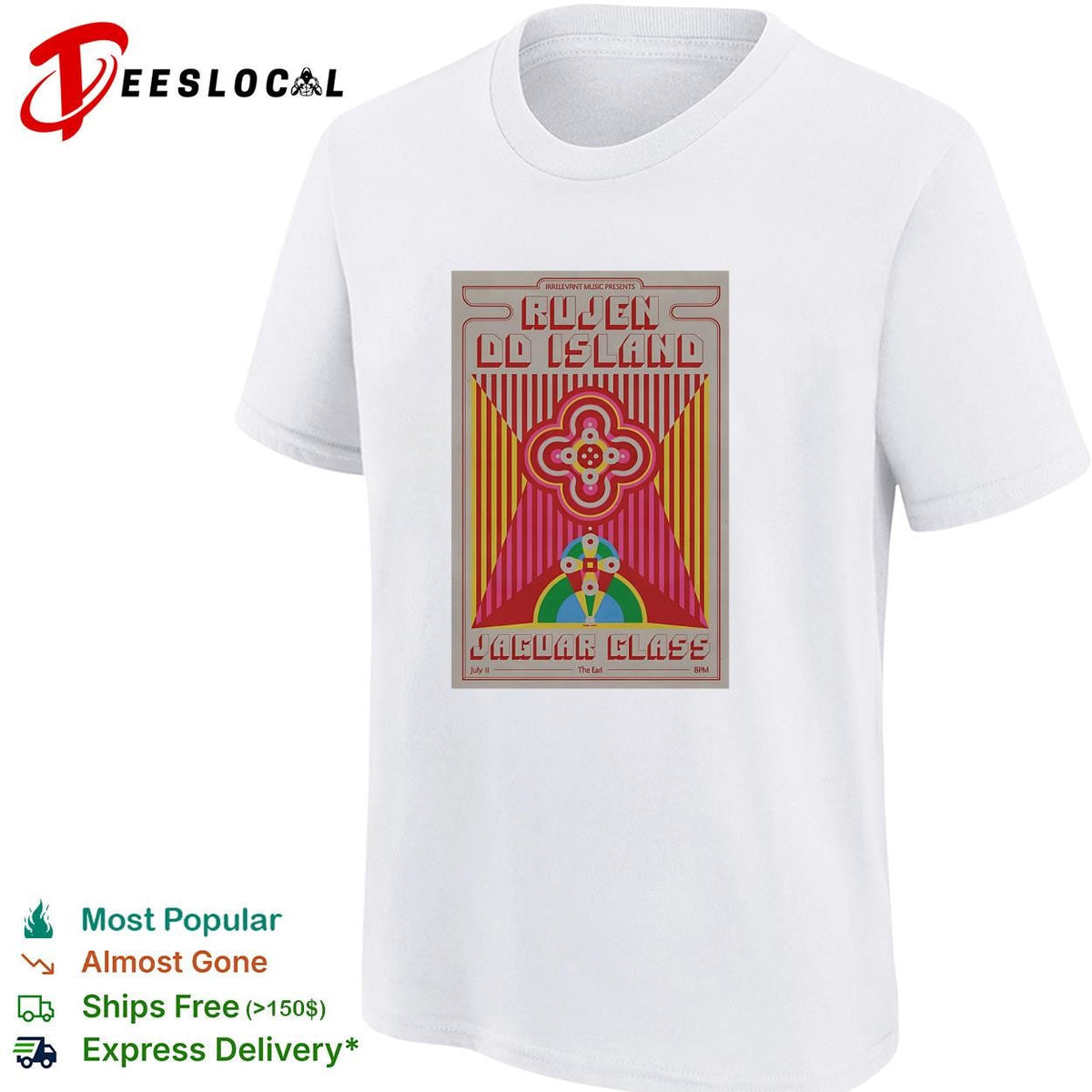 Ruben OD Island Jaguar Glass psychedelic colorful concert poster shirt Unisex