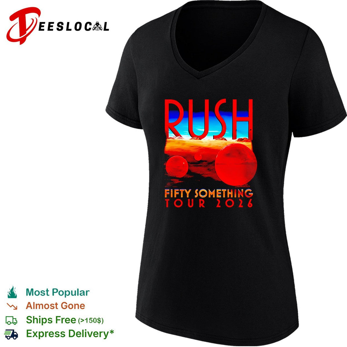 Rush Fifty Something Tour 2026 red sphere desert landscape concept band shirt Unisex