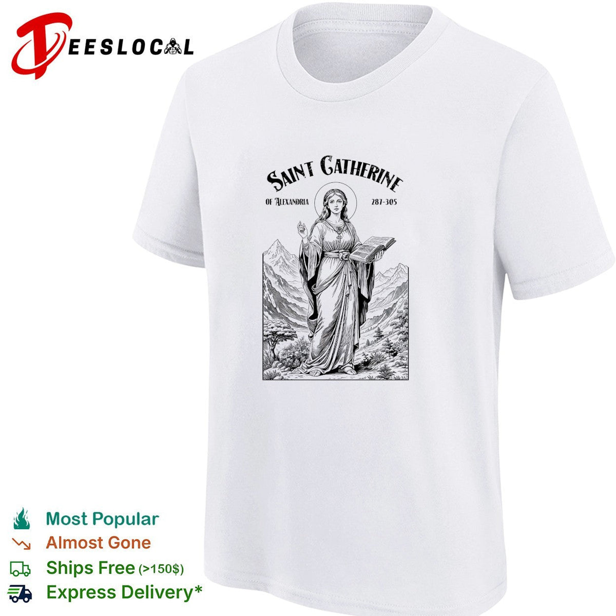 Saint Catherine of Alexandria holding book religious shirt Unisex