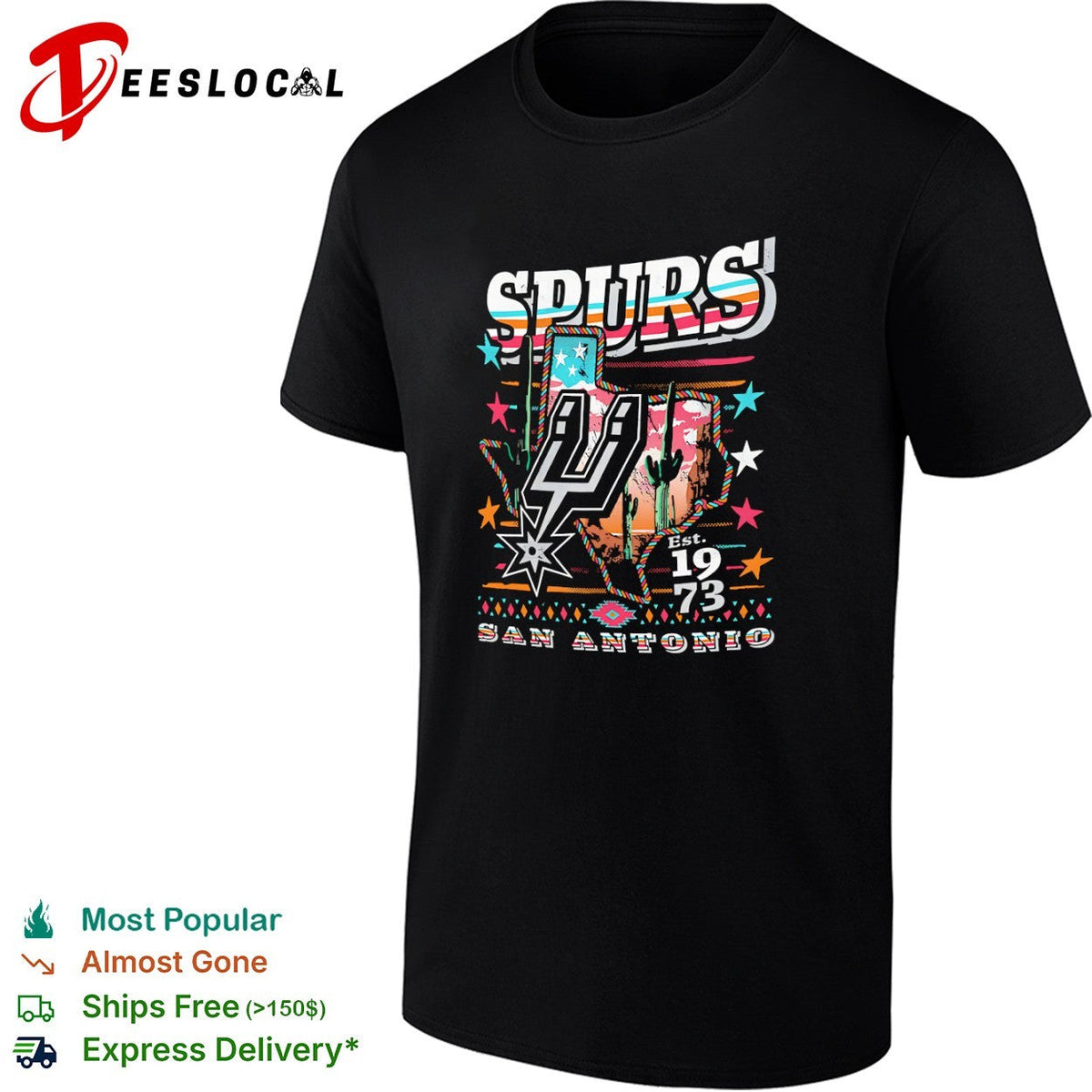 San Antonio Spurs Est 1973 Texas Cactus Desert Southwest Native Pattern shirt Unisex