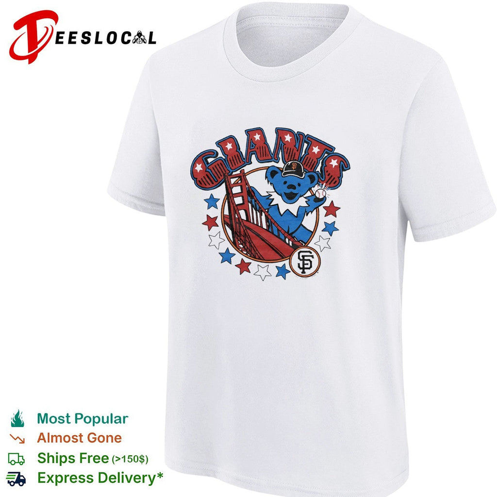 San Francisco Giants x Grateful Dead dancing bear golden gate graphic shirt Unisex