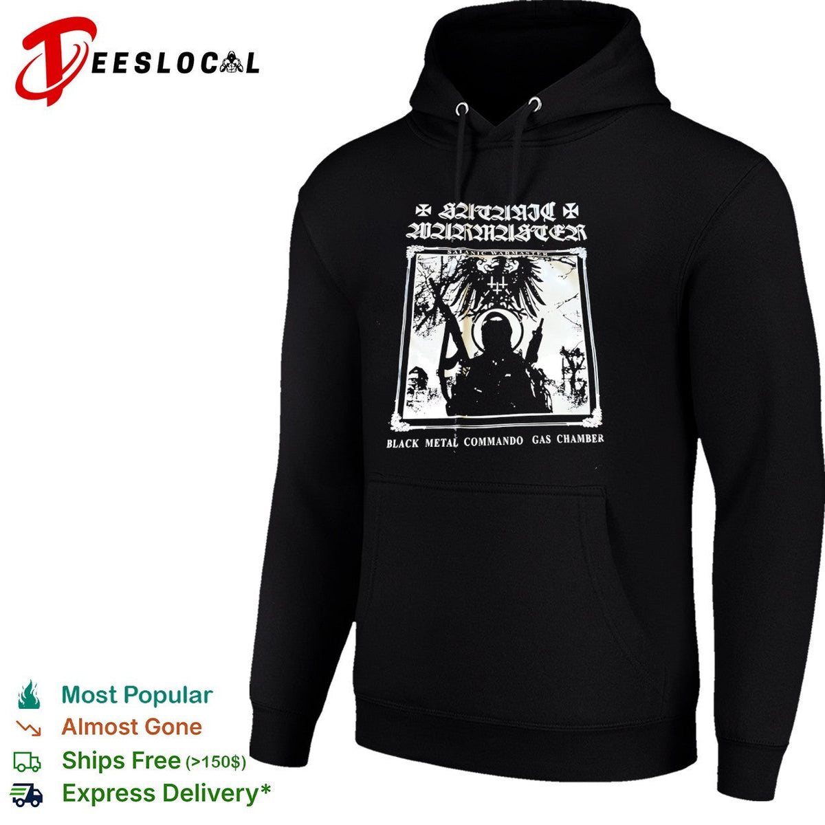 Satanic Warmaster Black Metal Commando Gas Chamber shirt Unisex