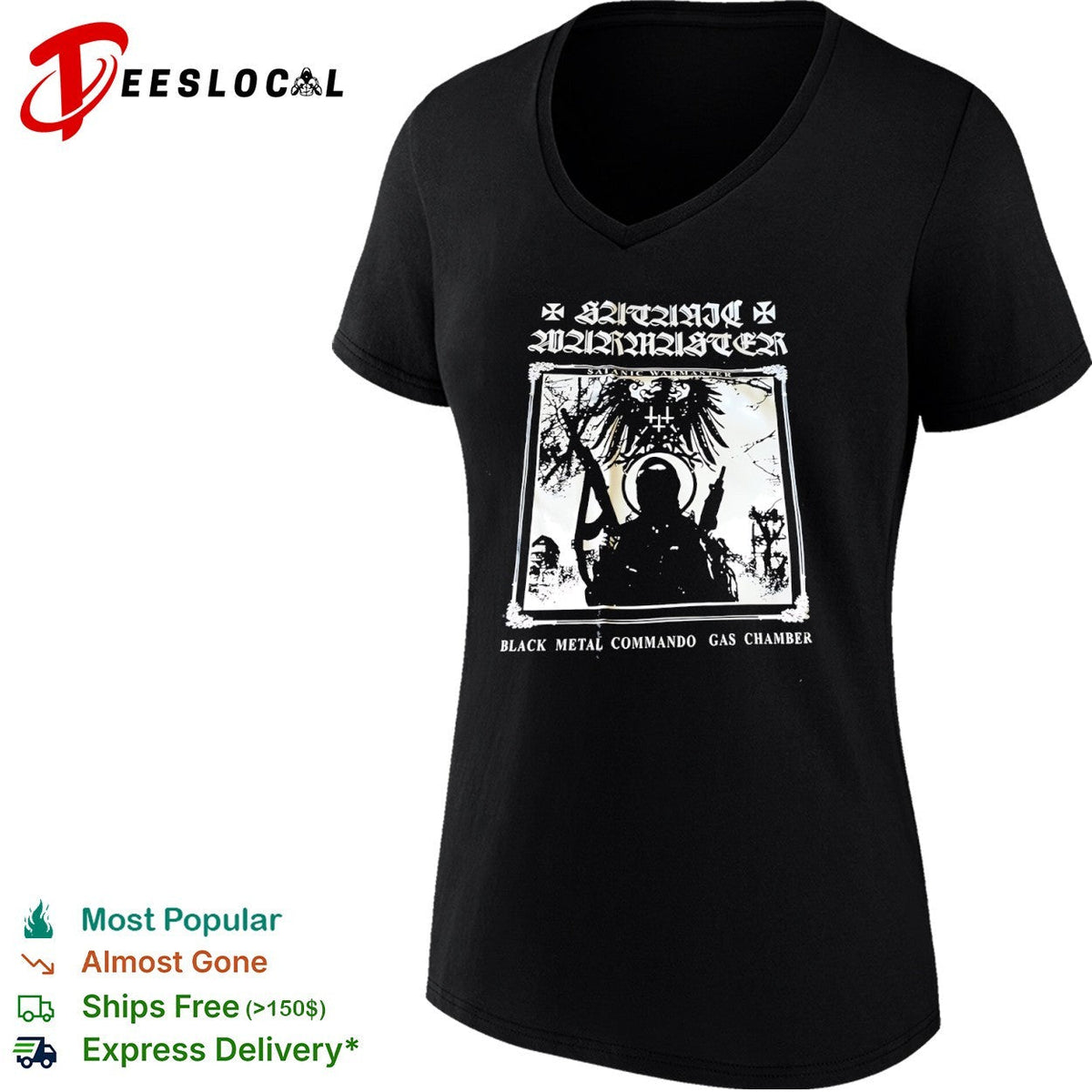 Satanic Warmaster Black Metal Commando Gas Chamber shirt Unisex
