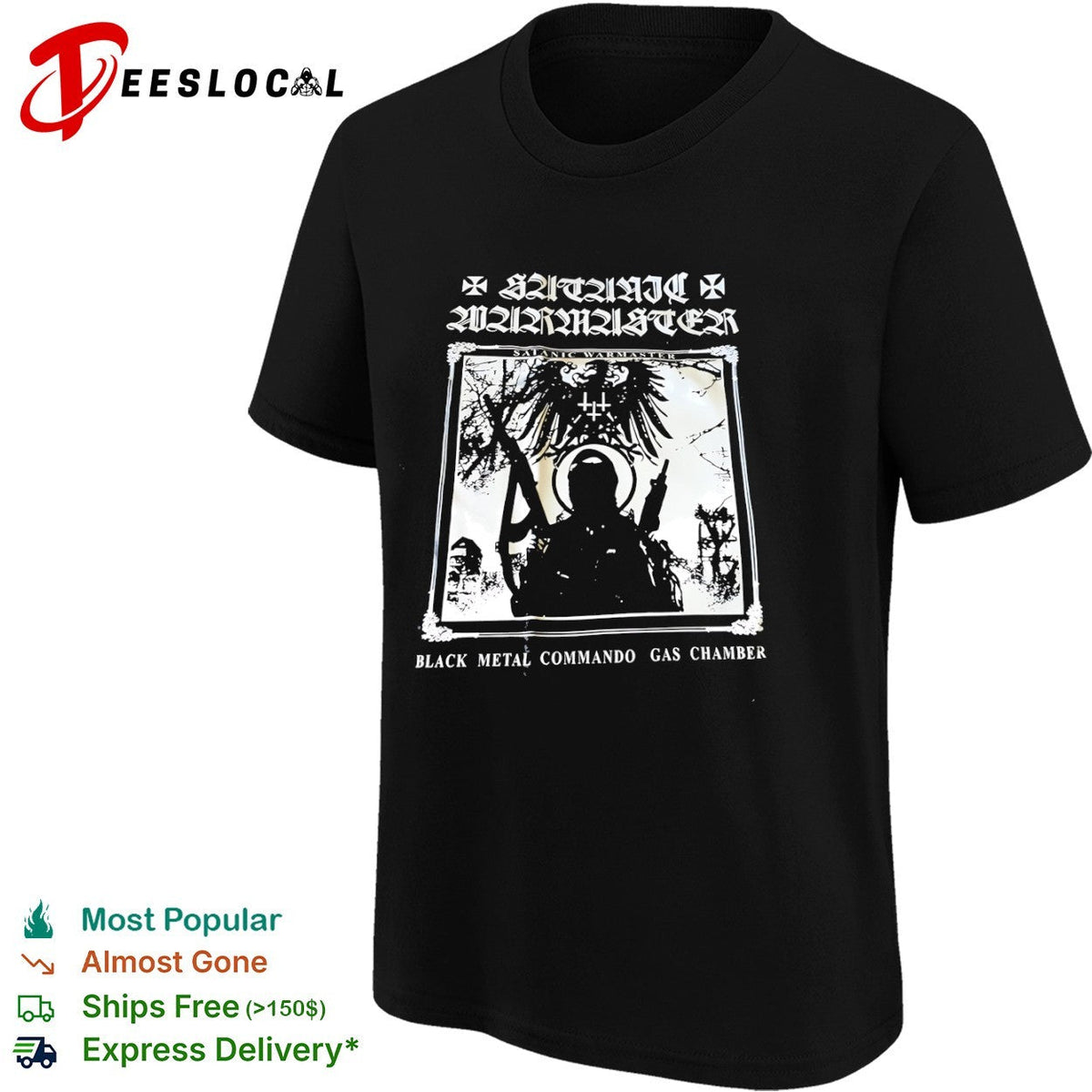 Satanic Warmaster Black Metal Commando Gas Chamber shirt Unisex