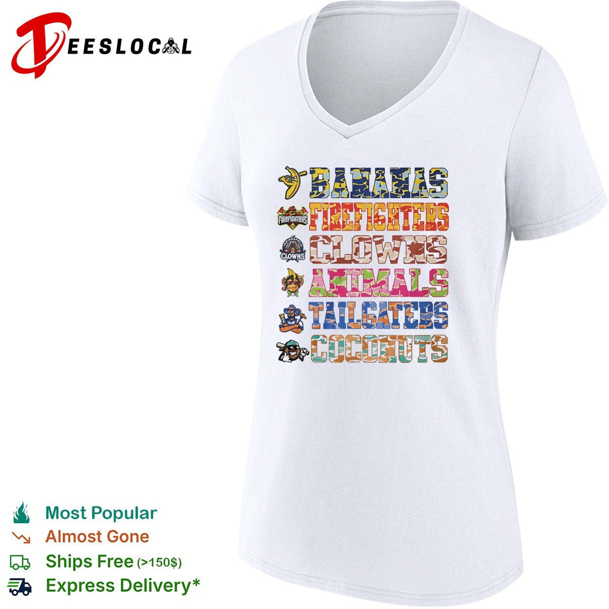 Savannah Bananas Firefighters Clowns Animals Tailgaters Coconuts team list shirt Unisex