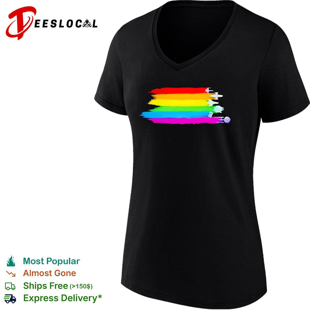 Sci-fi spaceships pride rainbow flag brushstroke graphic shirt Unisex