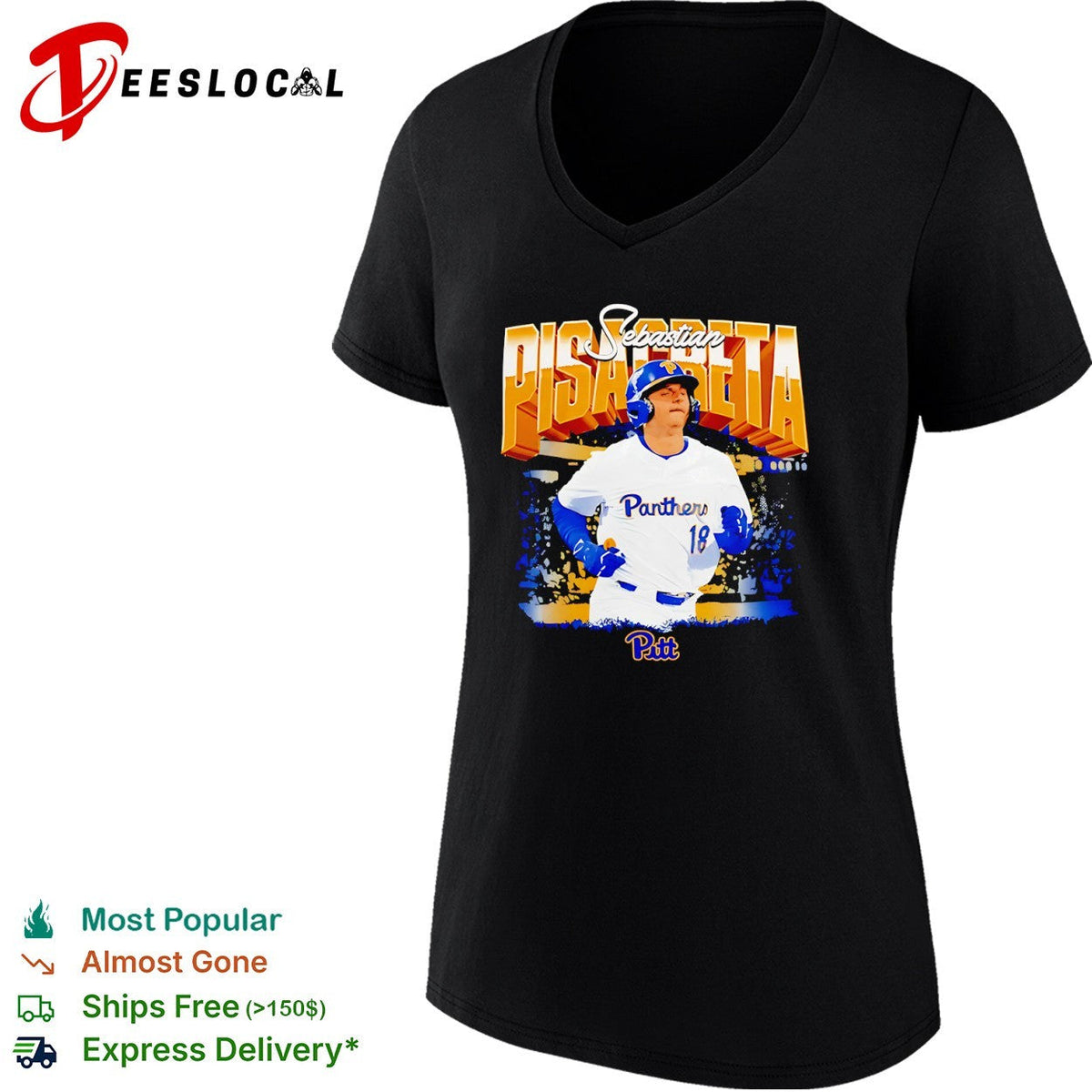 Sebastian Pisacreta Pittsburgh Panthers NCAA Baseball Player 18 Pitt Sport Shirt Unisex