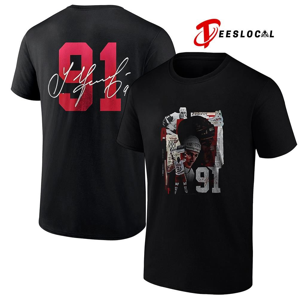 Sergei Fedorov No 91 x Detroit Red Wings signature shirt Unisex