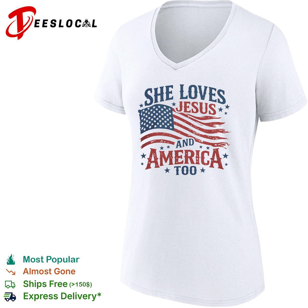 She Loves Jesus and America Too shirt Unisex