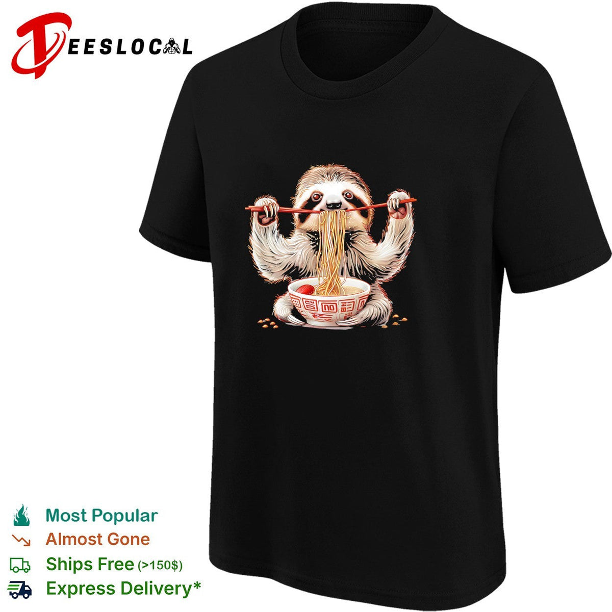 Sloth eating ramen noodles shirt Unisex