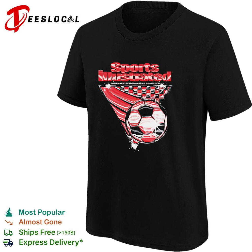 Soccer ball dynamic action sports magazine style graphic shirt Unisex