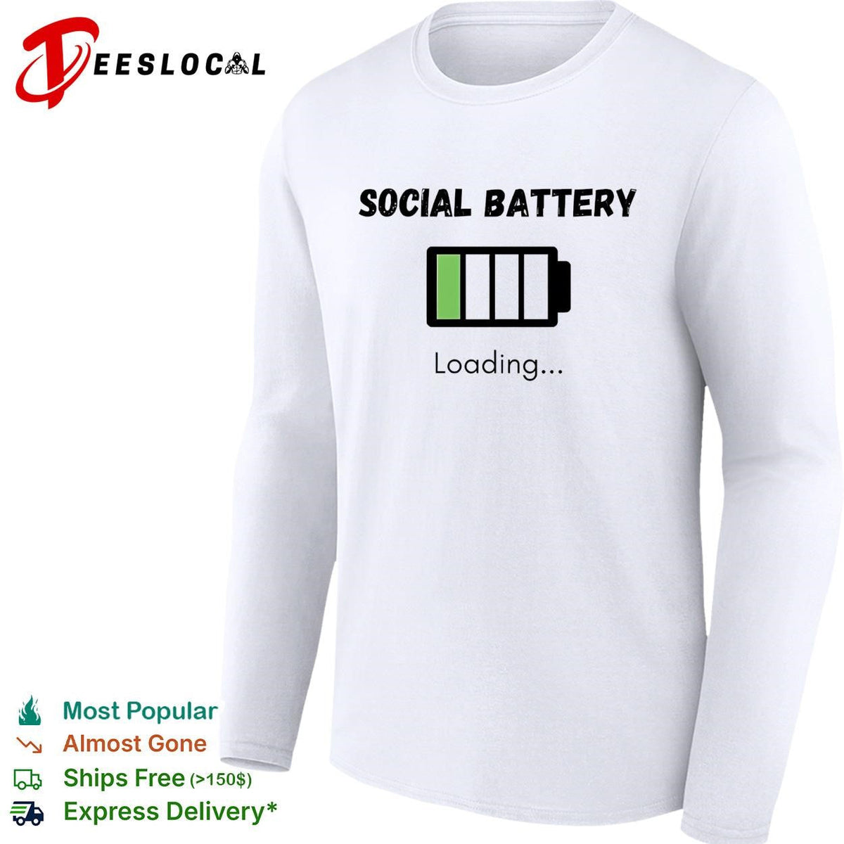 Social battery loading low introvert empty recharging funny shirt Unisex