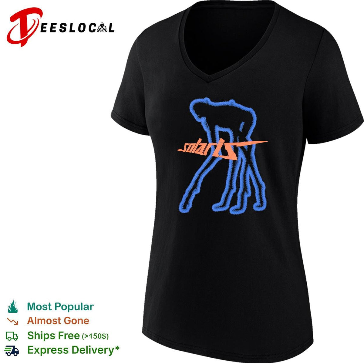 Solaris blue humanoid figure sci-fi dark abstract graphic shirt Unisex