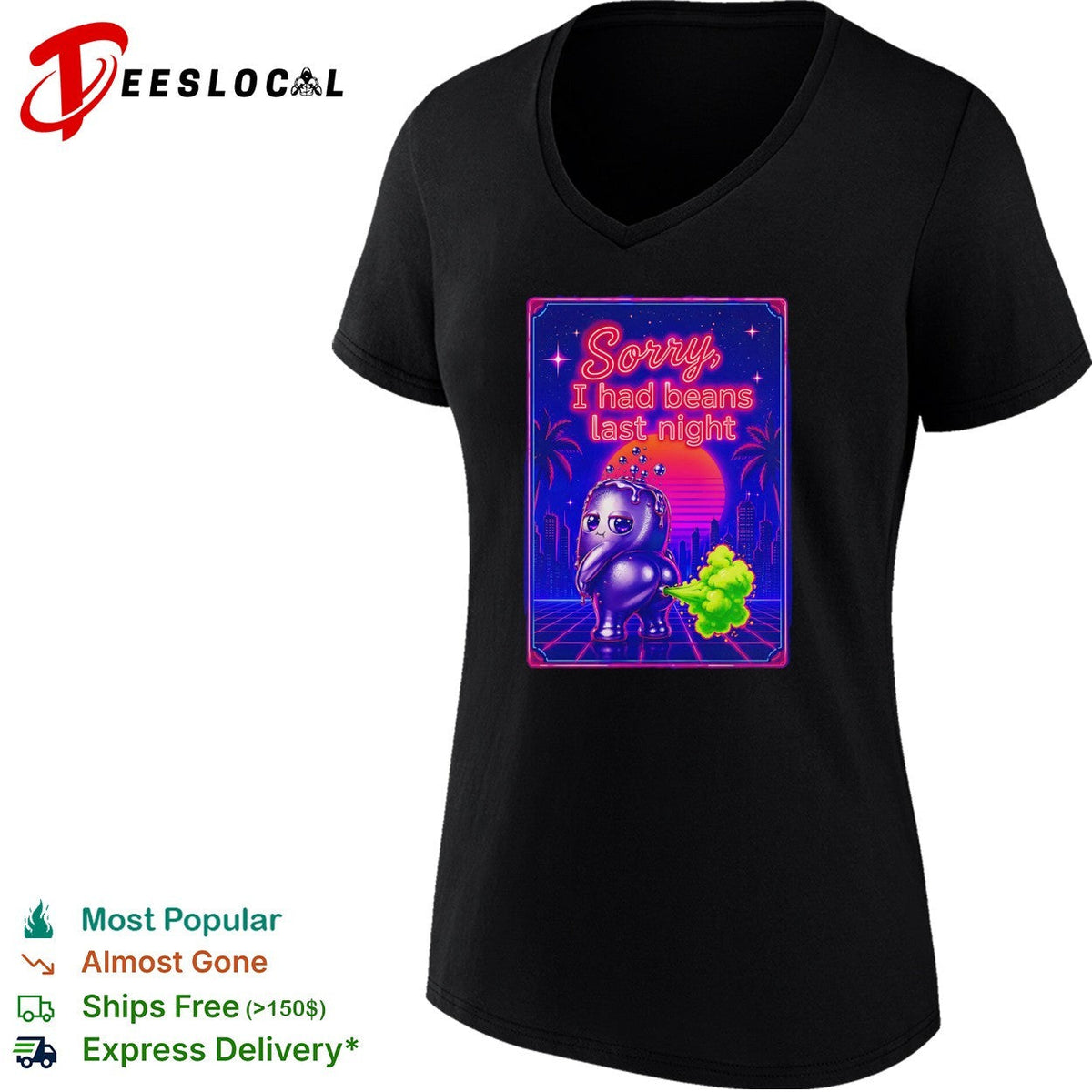 Sorry I had beans last night Synthwave Farting Creature shirt Unisex
