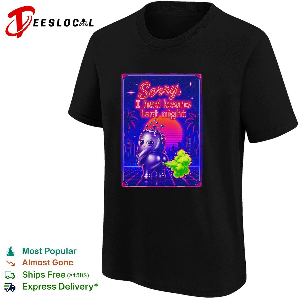Sorry I had beans last night Synthwave Farting Creature shirt Unisex