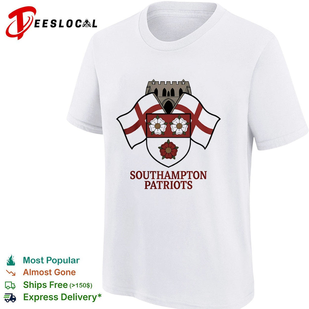 Southampton Patriots Shield Crest Rose Logo England Flag Shirt Unisex