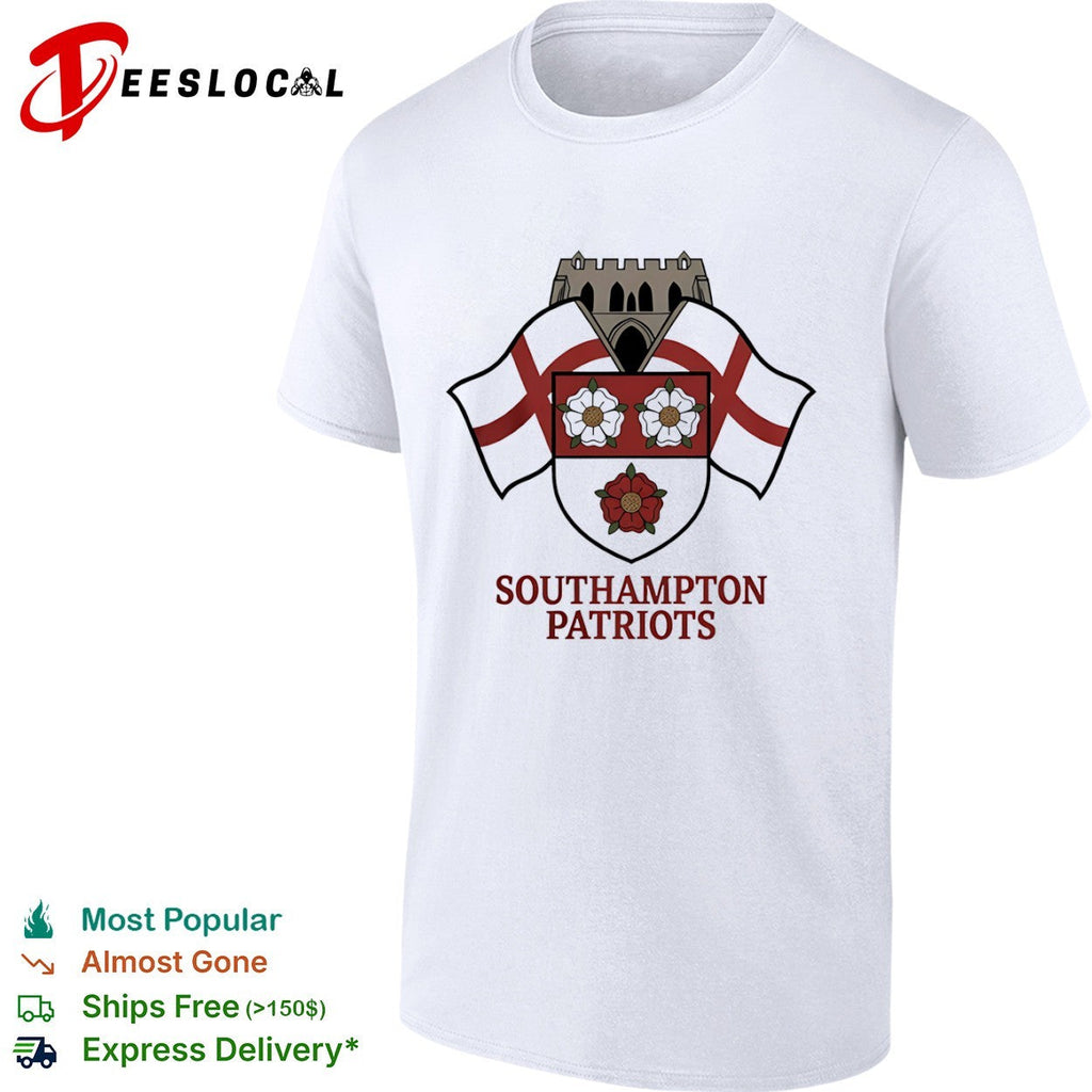 Southampton Patriots Shield Crest Rose Logo England Flag Shirt Unisex