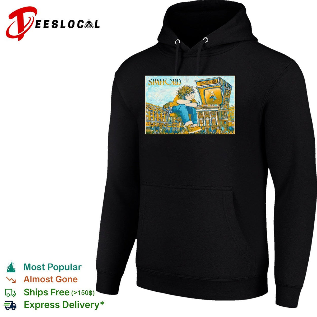 Spafford mascot sitting on amp poster shirt Unisex