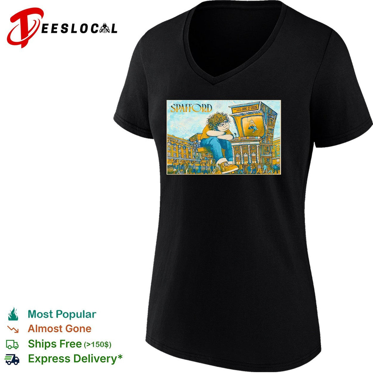 Spafford mascot sitting on amp poster shirt Unisex