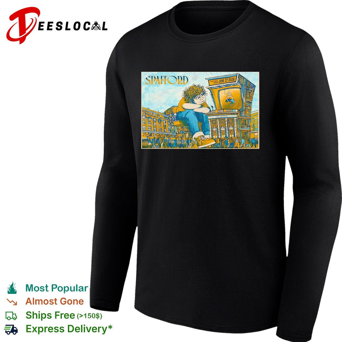 Spafford mascot sitting on amp poster shirt Unisex