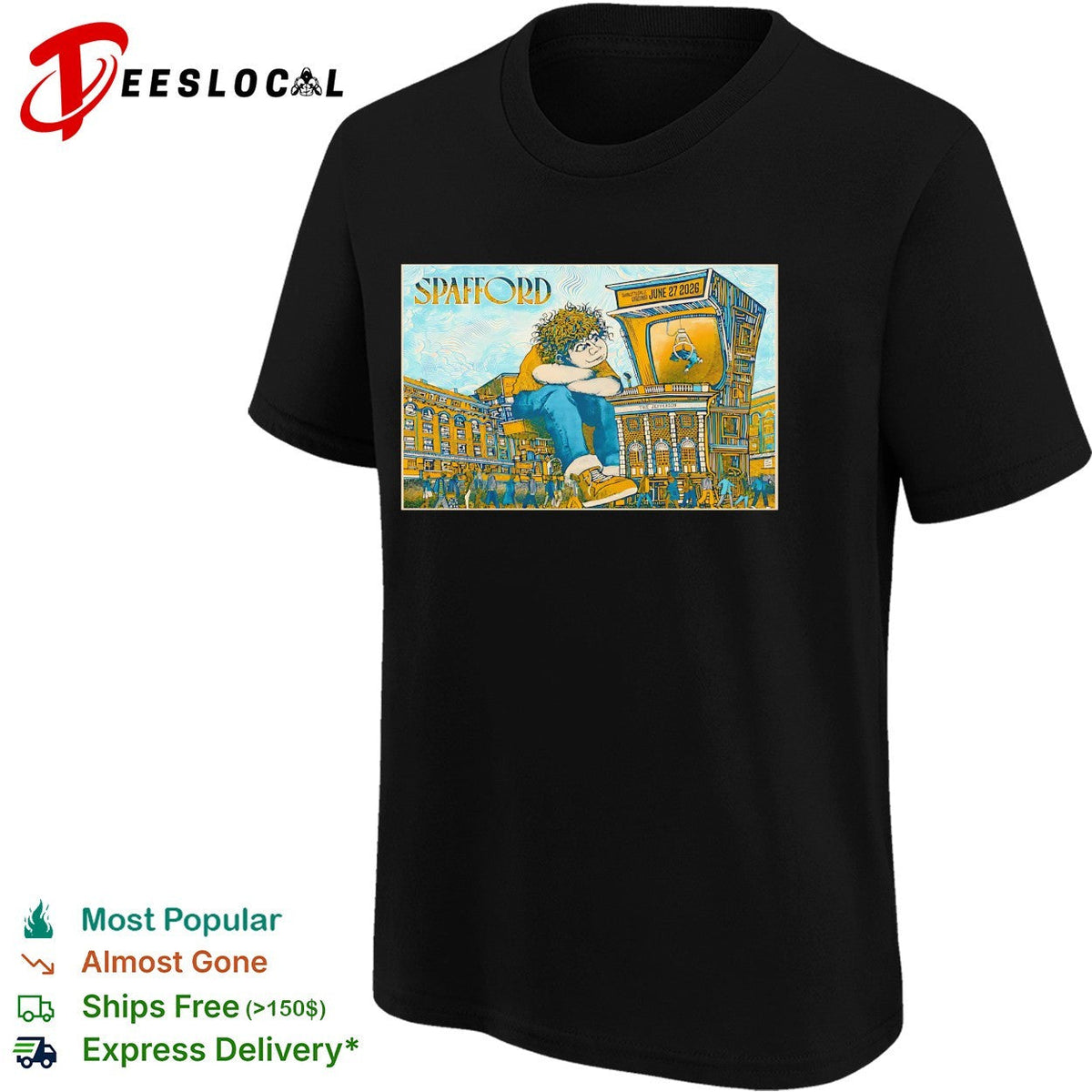 Spafford mascot sitting on amp poster shirt Unisex
