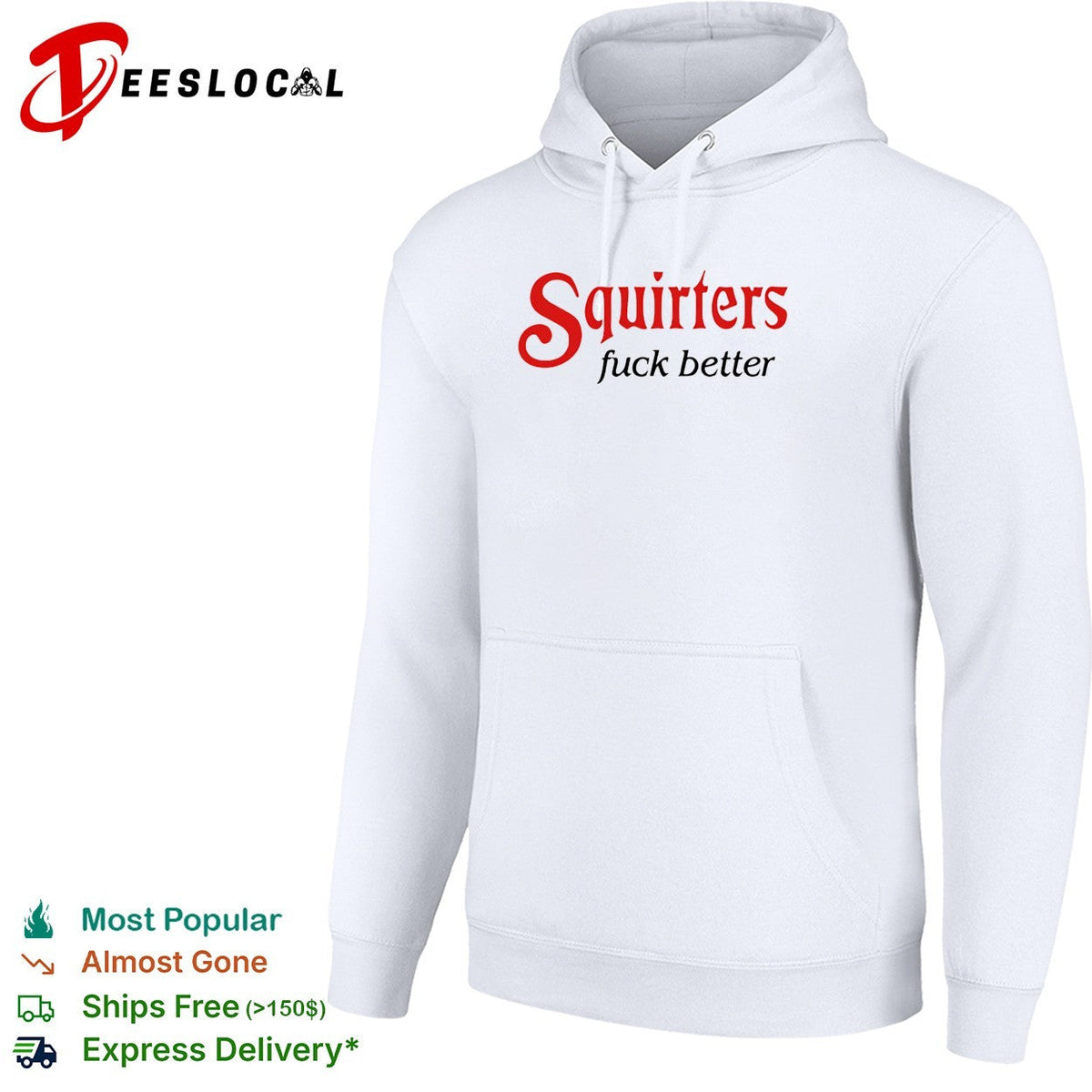 Squirters fuck better red and black lettering mustard background graphic shirt Unisex