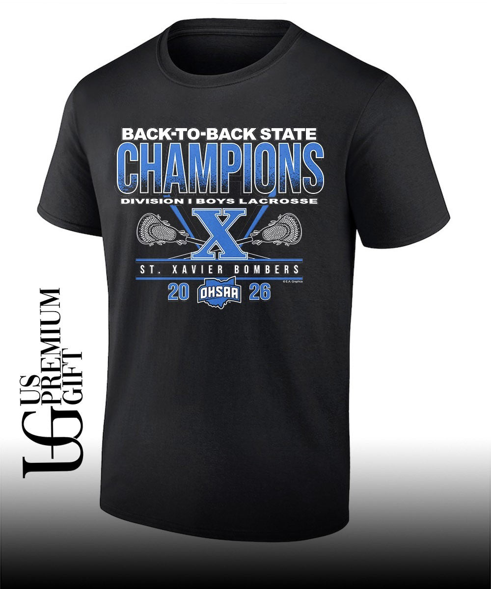 St. Xavier Bombers 2026 OHSAA Boys Lacrosse D1 Back-To-Back State Champions shirt Unisex