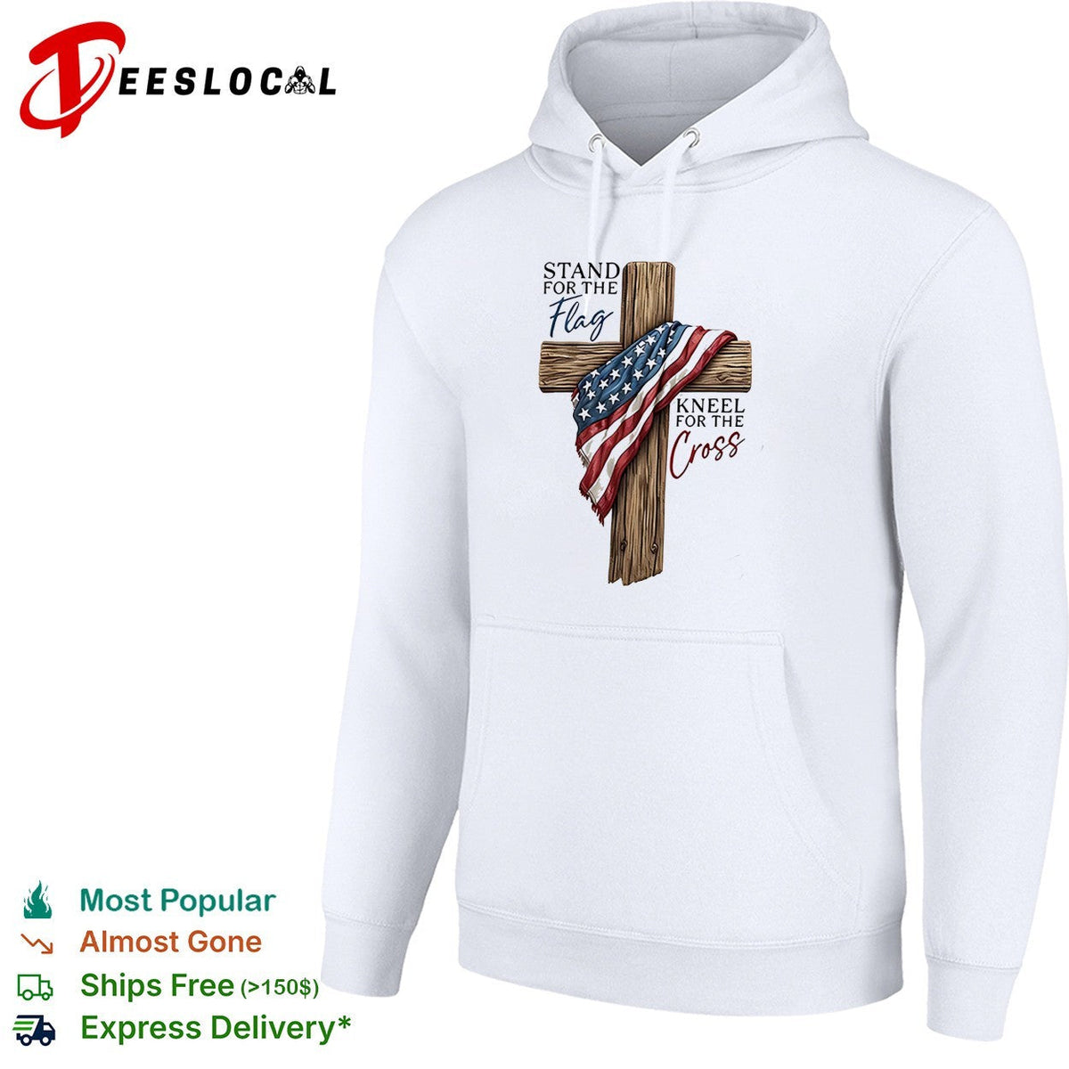 Stand for the flag kneel for the cross American flag wooden cross illustration shirt Unisex