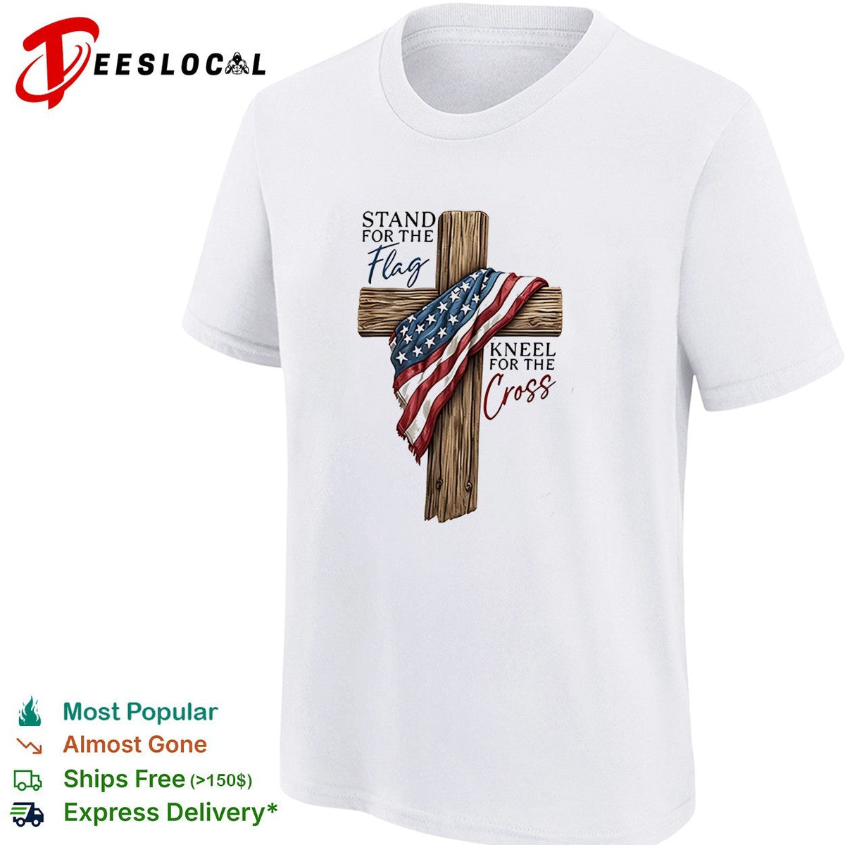Stand for the flag kneel for the cross American flag wooden cross illustration shirt Unisex
