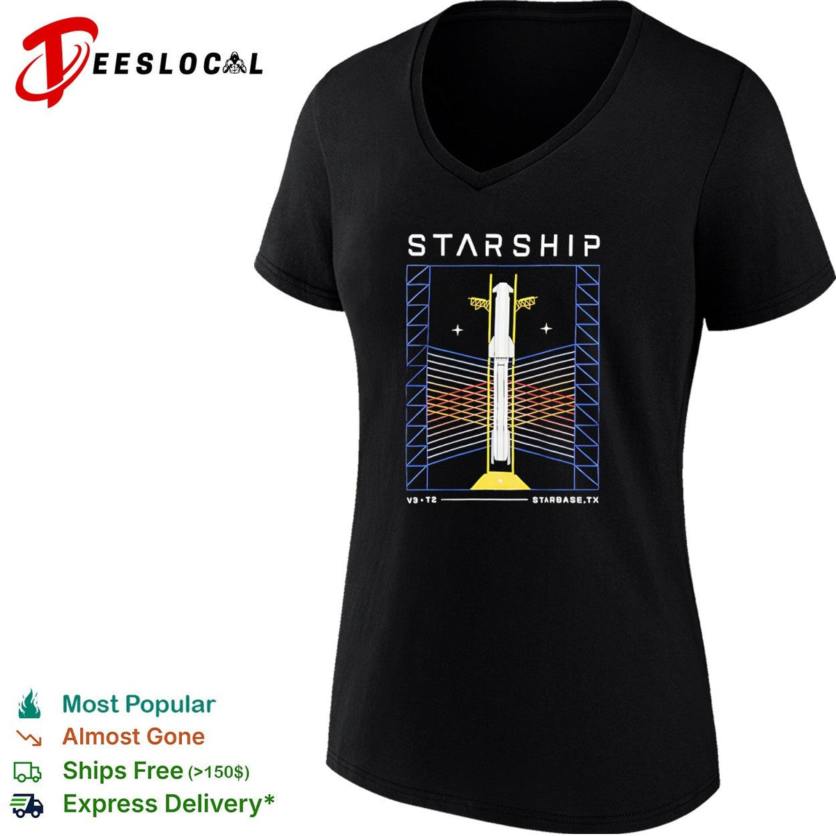 Starship SpaceX V3 T2 Starbase TX Rocket Launch Space Exploration shirt Unisex