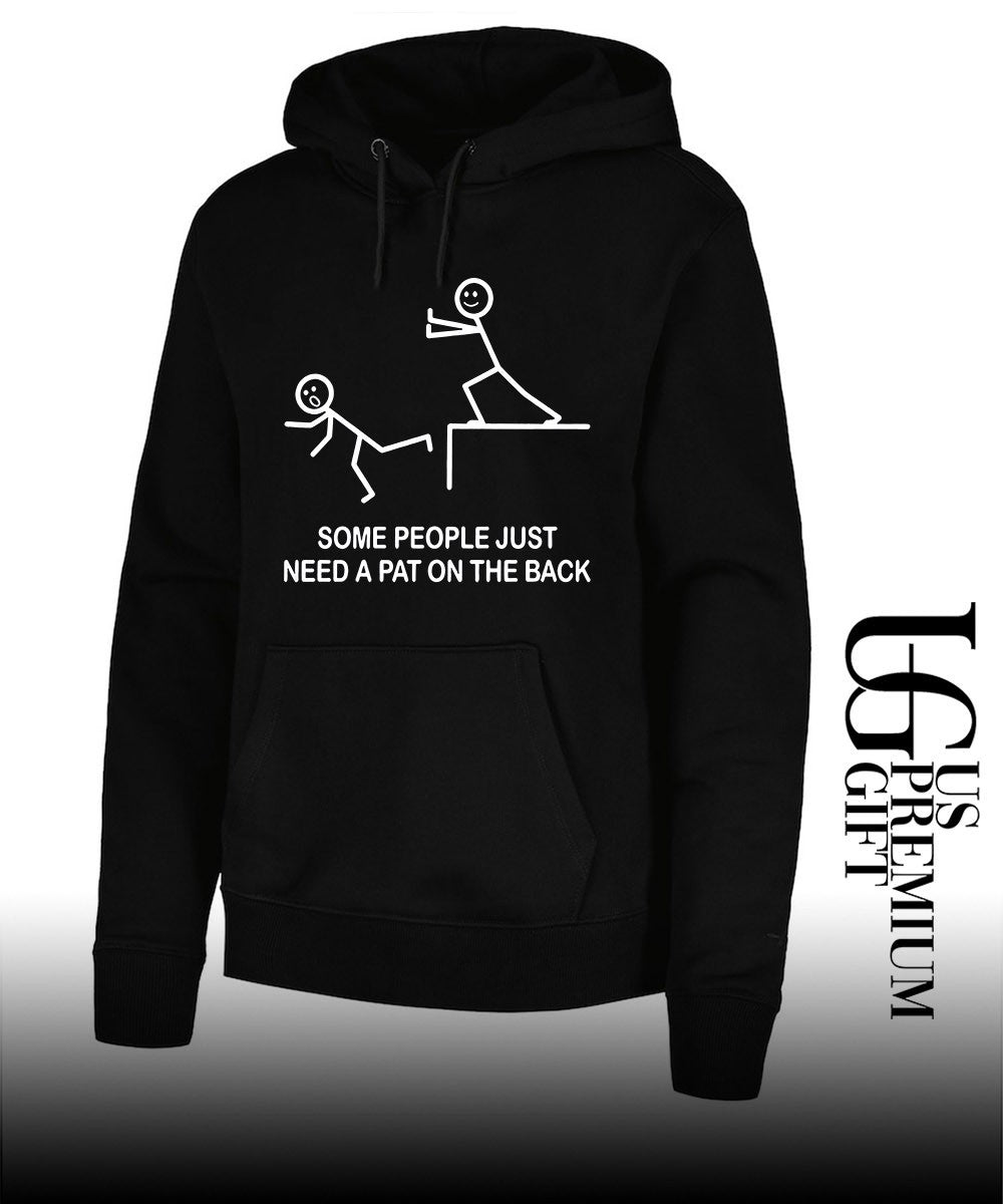 Stick figures push person off cliff some people just need a pat on the back shirt Unisex