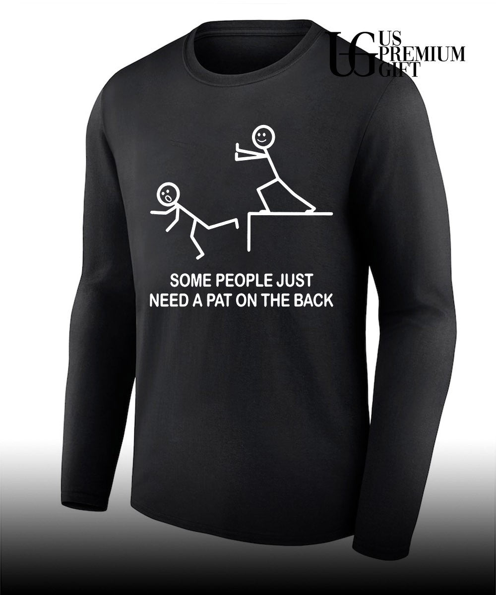 Stick figures push person off cliff some people just need a pat on the back shirt Unisex