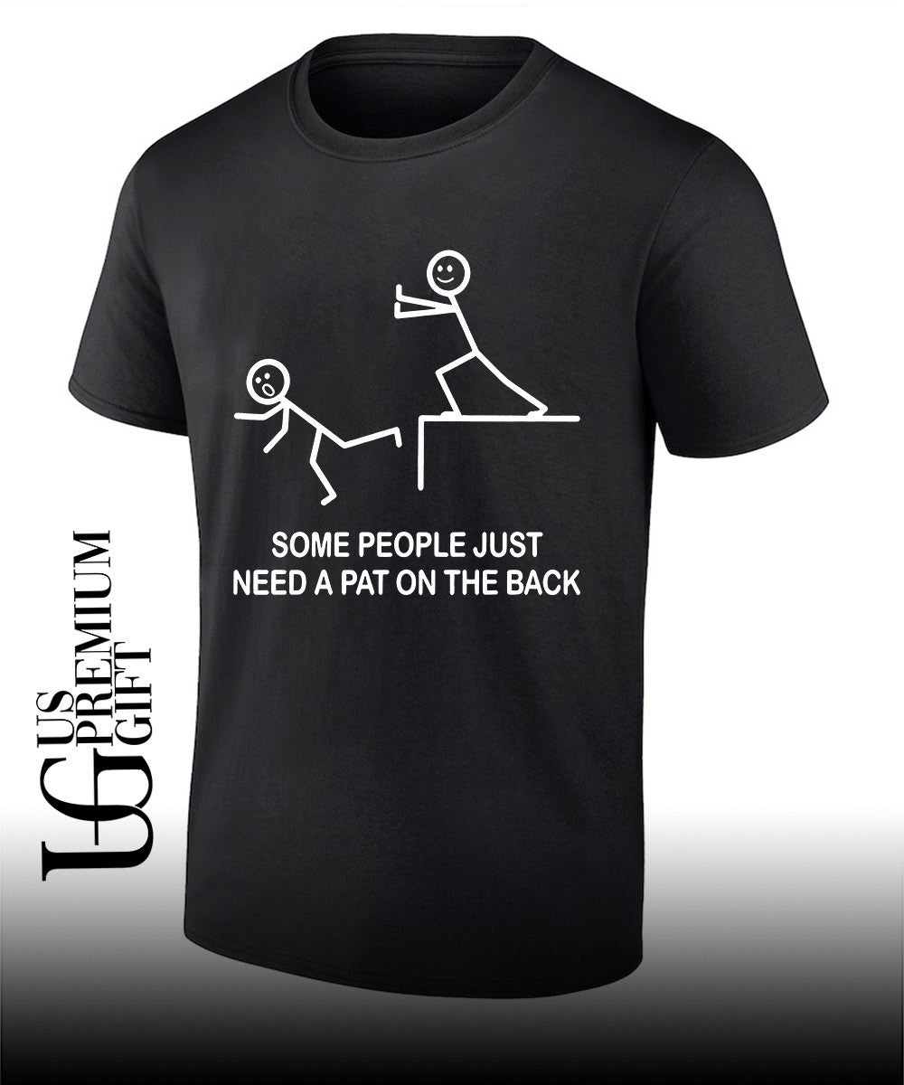 Stick figures push person off cliff some people just need a pat on the back shirt Unisex