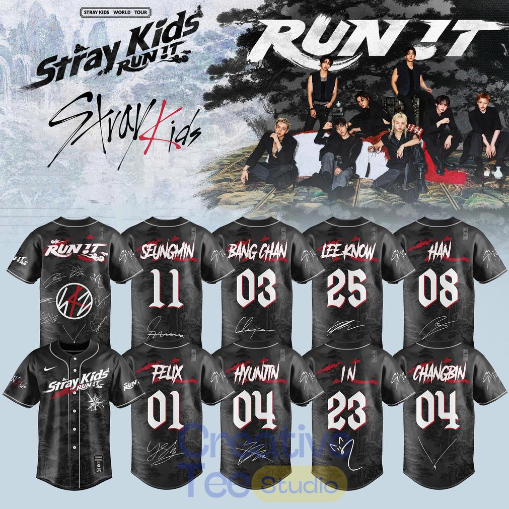 Stray Kids – Run It World Tour 2026 Baseball Jersey Unisex