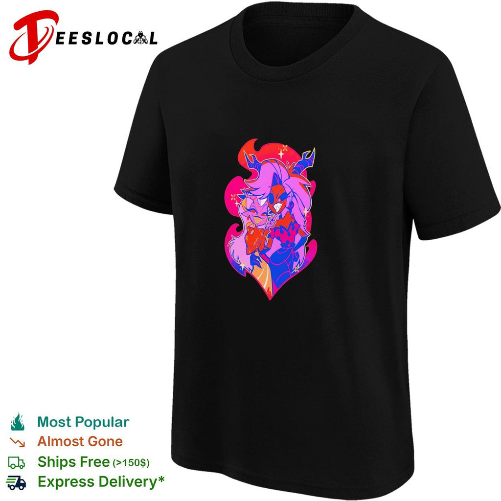 Stylized fantasy female character with dragon wings dark purple illustration art shirt Unisex