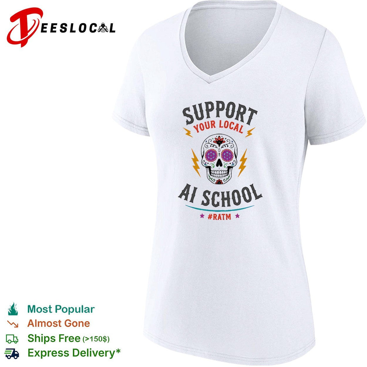 Support your local ai school ratm sugar skull shirt Unisex
