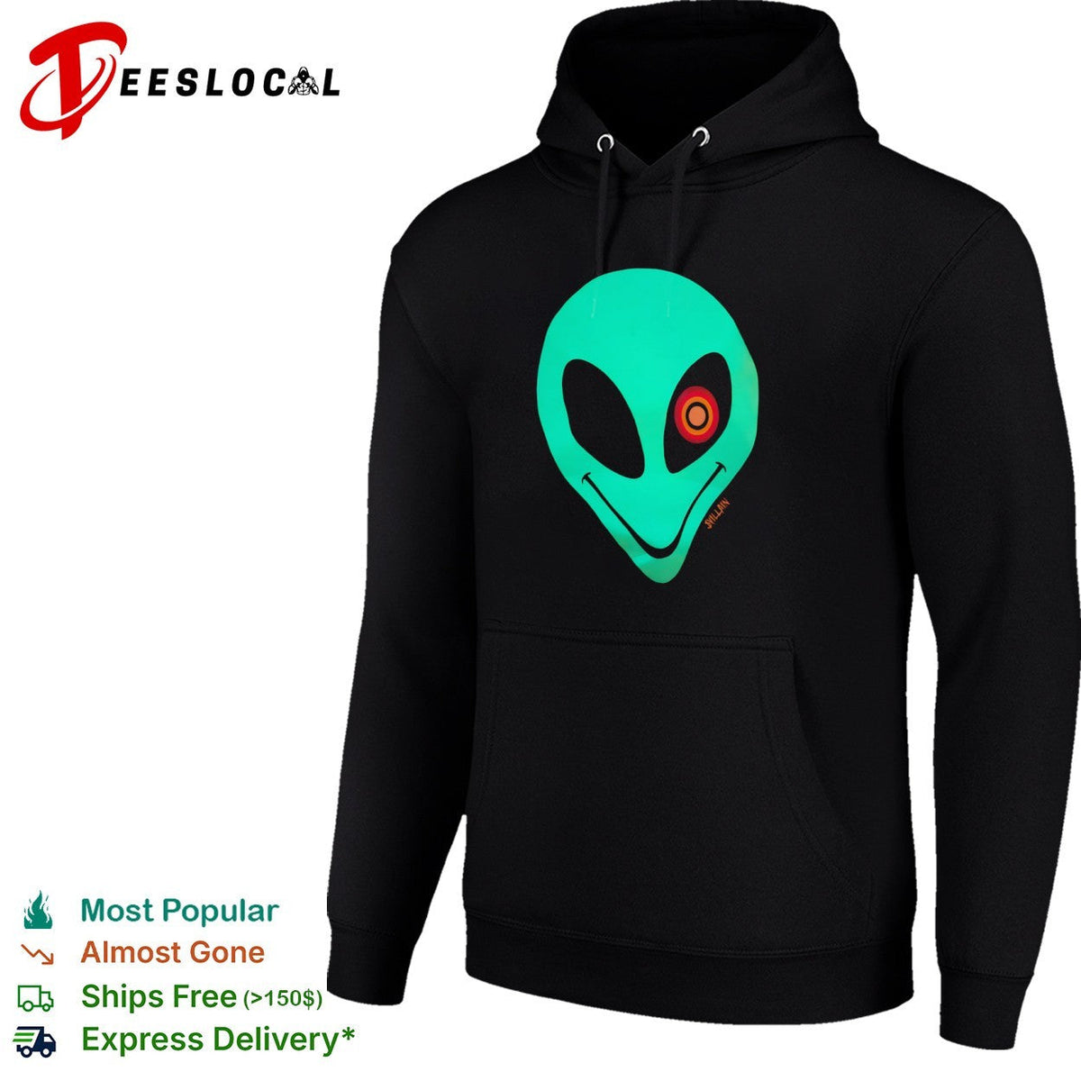 Svillain Alien Glow in the Dark Eye Design Neon Extraterrestrial Creature Concept shirt Unisex