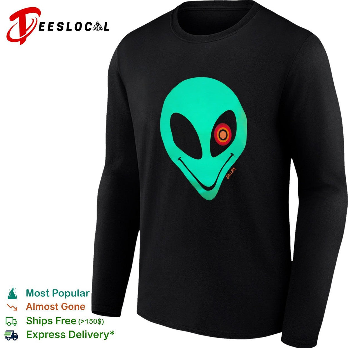 Svillain Alien Glow in the Dark Eye Design Neon Extraterrestrial Creature Concept shirt Unisex