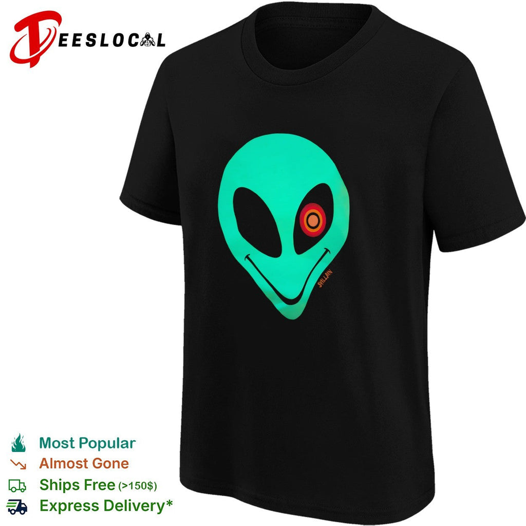 Svillain Alien Glow in the Dark Eye Design Neon Extraterrestrial Creature Concept shirt Unisex