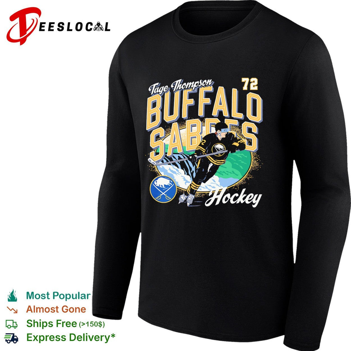Tage Thompson Buffalo Sabres NHL Hockey 72 Text Logo shirt Unisex