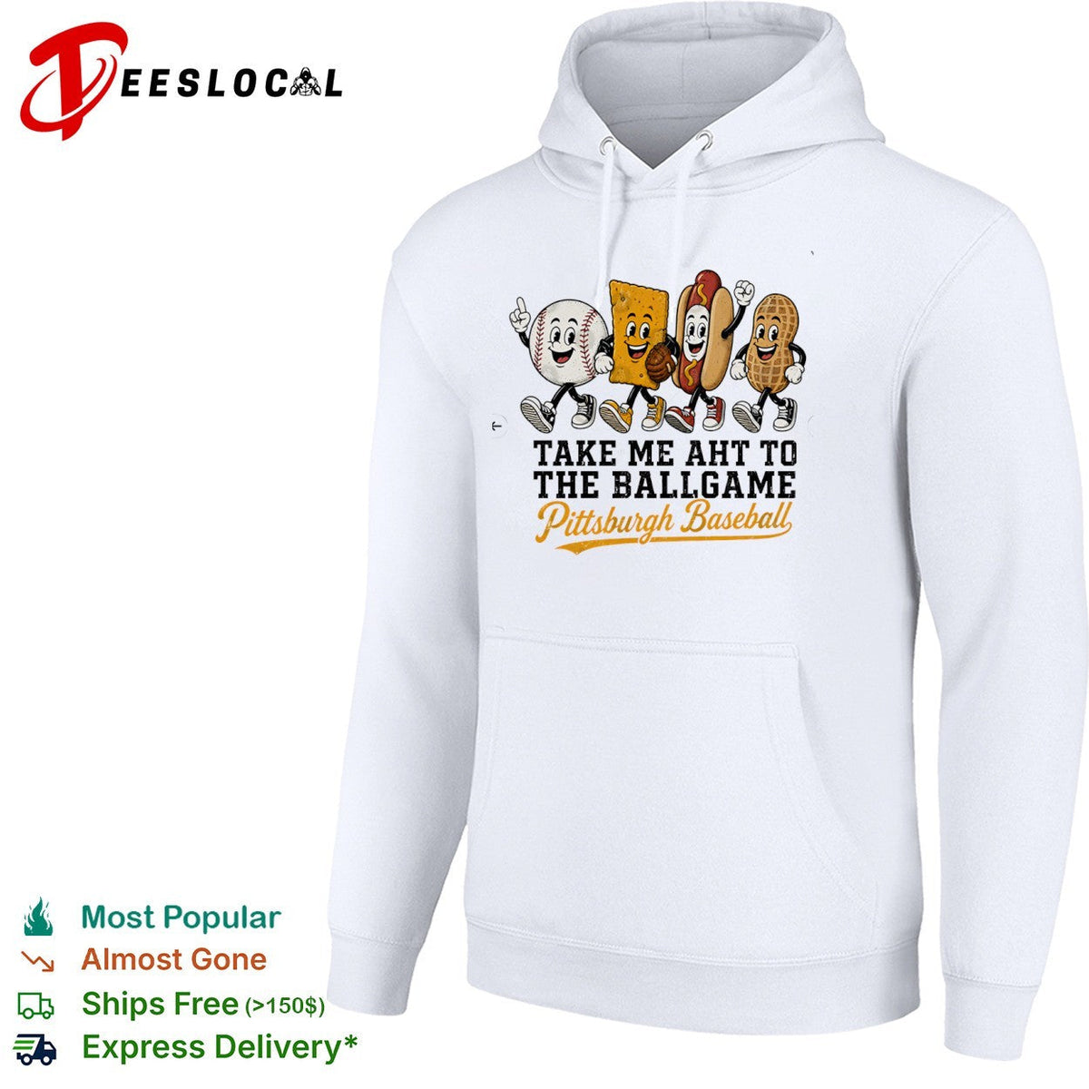 Take me aht to the ballgame Pittsburgh Baseball mascot characters snack food shirt Unisex