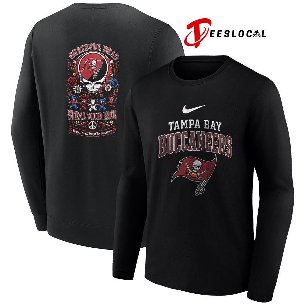 Tampa Bay Buccaneers x Grateful Dead steal your face peace love logo shirt Unisex