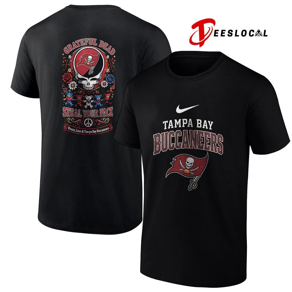 Tampa Bay Buccaneers x Grateful Dead steal your face peace love logo shirt Unisex