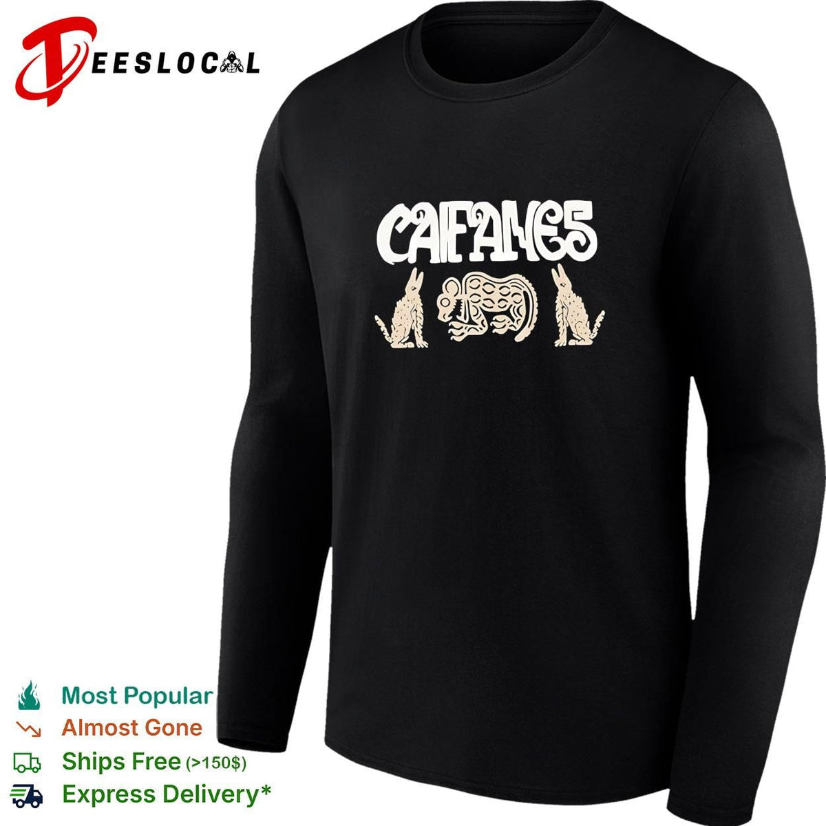 Caifanes rabbit and armadillo Aztec folk art illustration black graphic shirt Unisex