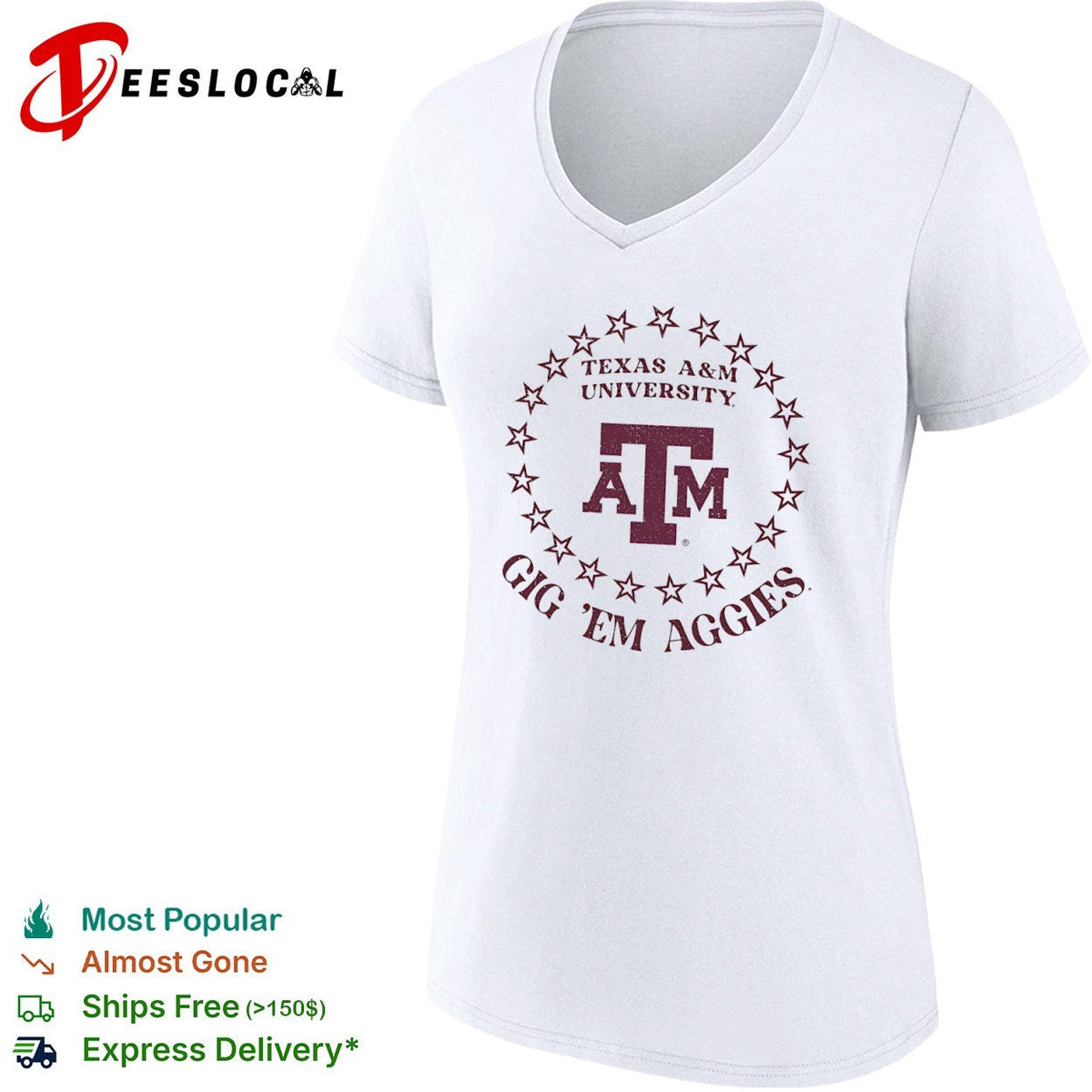 Texas A&M University Gig Em Aggies Texas A&M University Logo Ring of Stars shirt Unisex