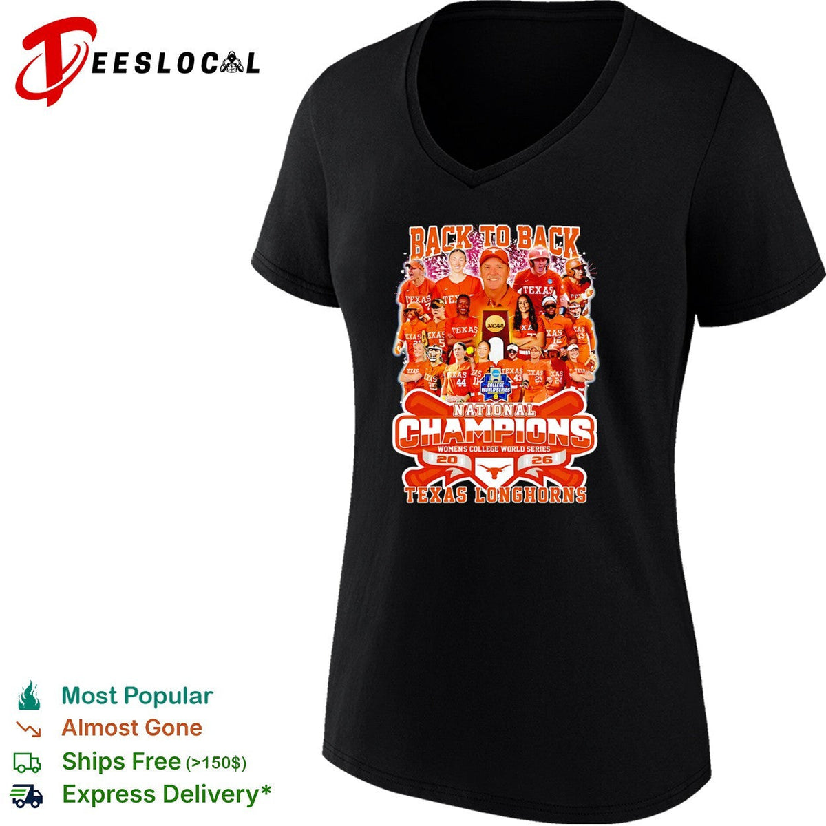 Texas Longhorns Back to Back National Champions Womens College World Series shirt Unisex