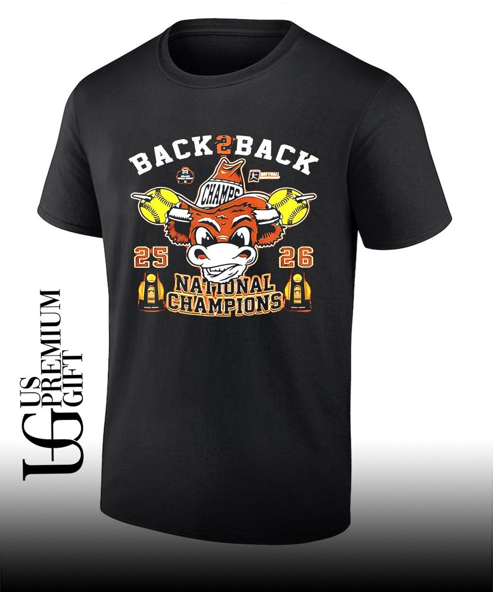 Texas Longhorns Back2Back 25-26 National Champions Softball NCAA Tournament shirt Unisex