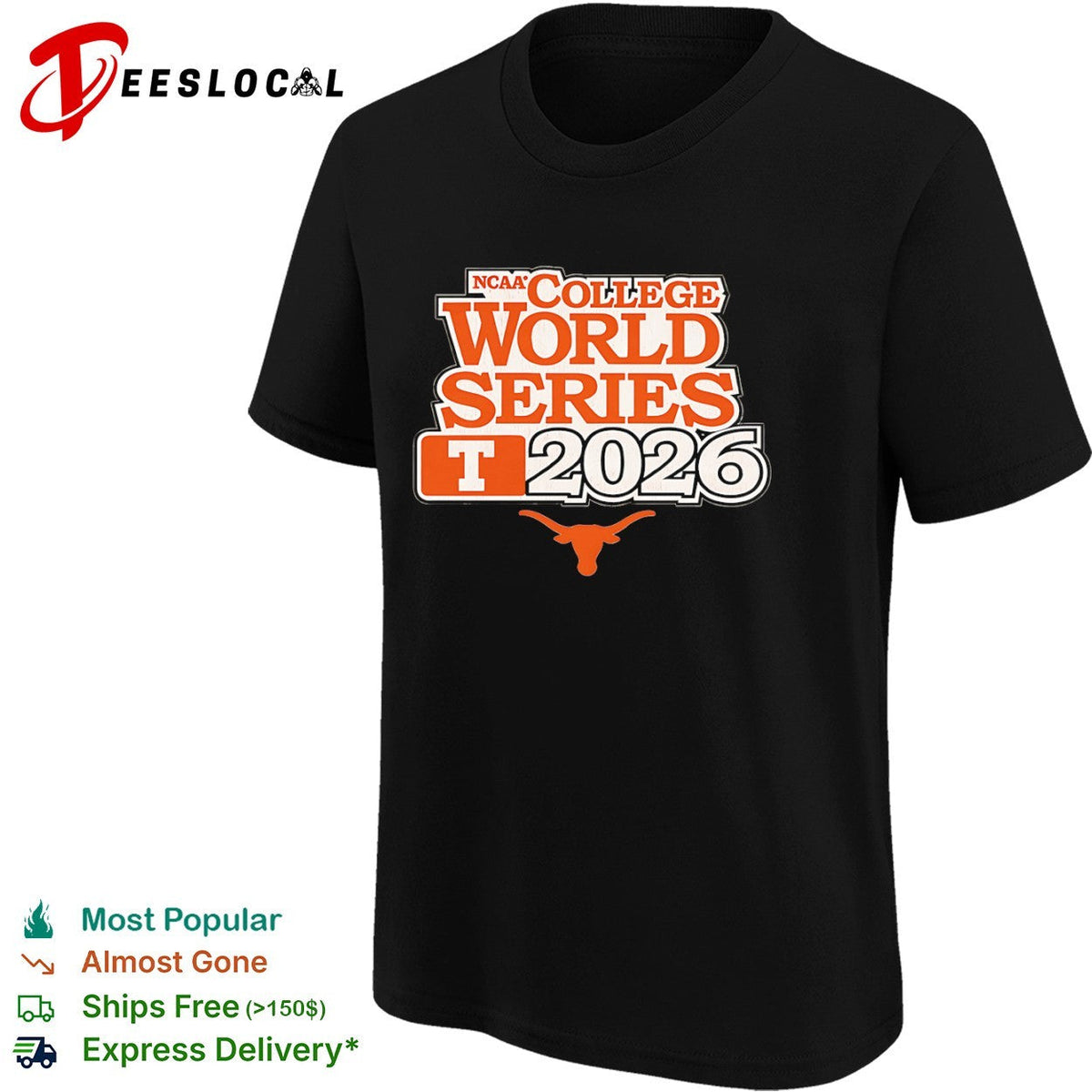 Texas Longhorns NCAA College World Series 2026 logo shirt Unisex