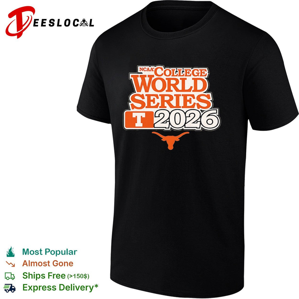 Texas Longhorns NCAA College World Series 2026 logo shirt Unisex