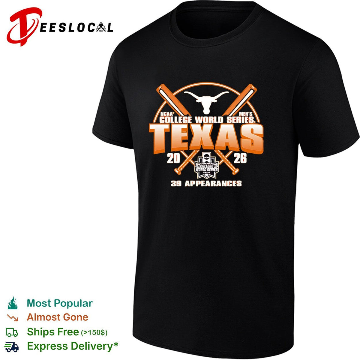 Texas Longhorns NCAA College World Series 39 2026 shirt Unisex